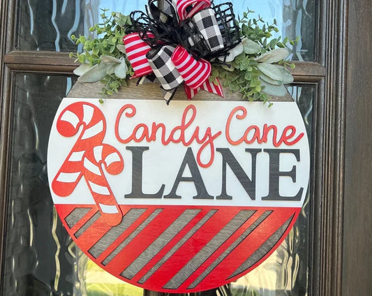 Candy Cane Lane Christmas Door Hanger