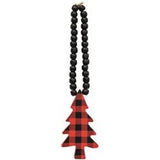 Red & Black Buffalo Check Beaded Christmas Tree Ornament