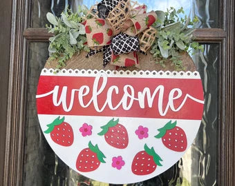 Welcome Strawberries Door Hanger