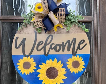 Welcome Sunflower Door Hanger