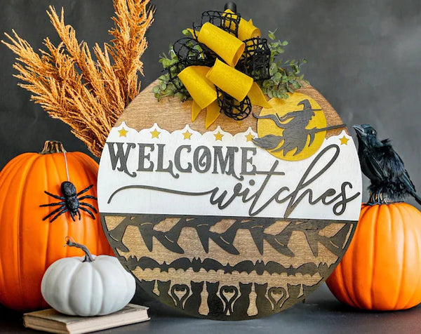 Welcome Witches Halloween Door Hanger