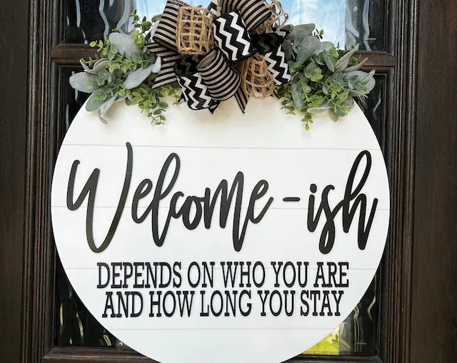 Welcome-ish Depends on Who You Are and How Long You Stay Door Hanger