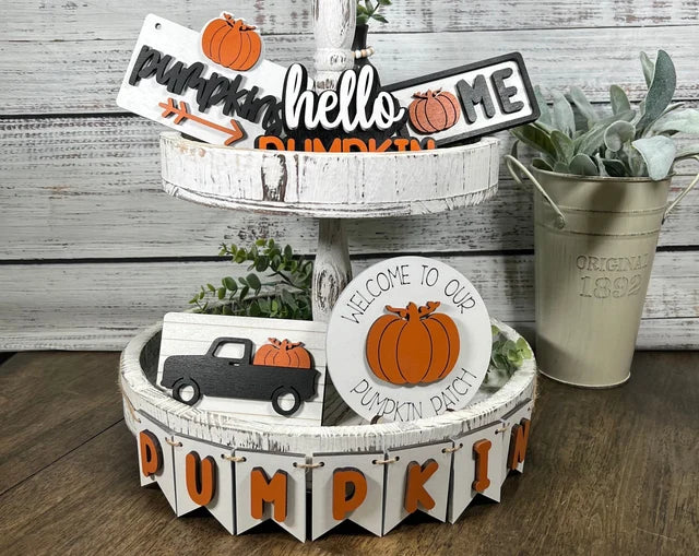 Fall Pumpkin Tray Decor Set