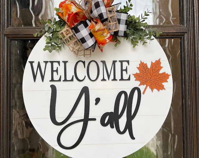 Welcome Y'all Fall Door Hanger