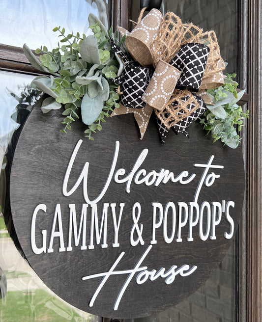 Welcome To Grandma & Grandpa's House Door Hanger | Lolli & Pop's
