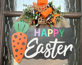 3D Happy Easter Carrot Door Hanger