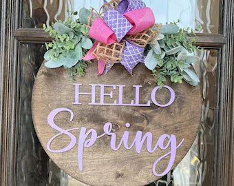 3D Hello Spring Door Hanger