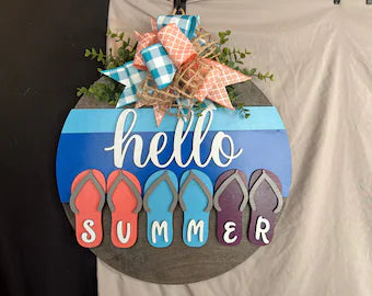 Hello Summer Flip Flop Sandal Door Hanger