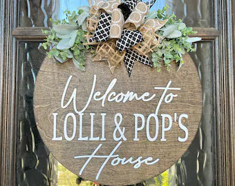 Welcome To Grandma & Grandpa's House Door Hanger | Lolli & Pop's