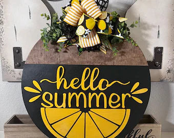 Hello Summer Lemon Door Hanger